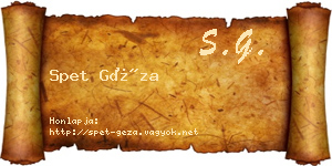 Spet Géza névjegykártya